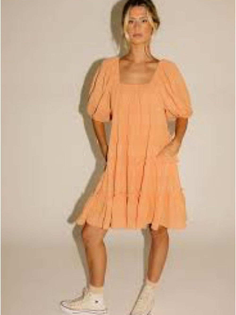 Shop Zoco Daymaker Short Tiered Dress in Tangerine